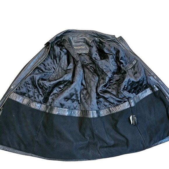 Marc New York Andrew Mark Black Leather Coat XL Zipup Patch Pockets Heavy - Picture 7 of 15